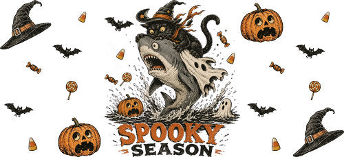 Spooky Season Ghost Dog UV DTF Cup Wrap for 16oz Libbey Can KA-18726