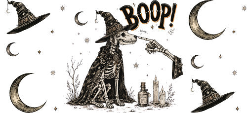 Boop Skeleton Witch Halloween UV DTF Cup Wrap for 16oz Libbey Can KA-18727