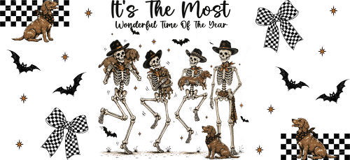 Skeleton Friends Halloween UV DTF Cup Wrap for 16oz Libbey Can KA-18728