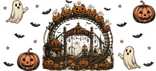 Haunted Carnival Halloween UV DTF Cup Wrap for 16oz Libbey Can KA-18730
