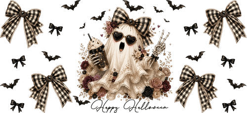 Glam Ghost Halloween UV DTF Cup Wrap for 16oz Libbey Can KA-18761
