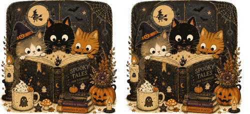 Spooky Tales Black Cats UV DTF Cup Wrap for 16oz Libbey Can KA-18763