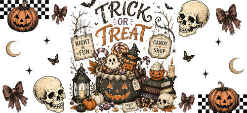 Trick or Treat Halloween Collage UV DTF Cup Wrap for 16oz Libbey Can KA-18770