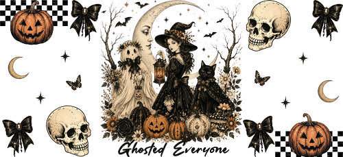 Ghosted Everyone Halloween UV DTF Cup Wrap for 16oz Libbey Can KA-18773