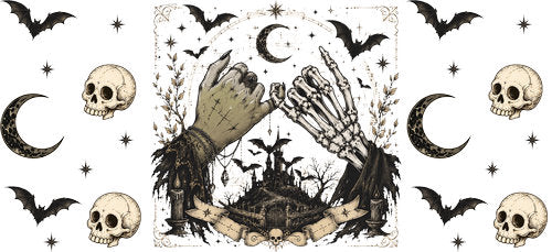 Skeleton Hands Gothic UV DTF Cup Wrap for 16oz Libbey Can KA-18775
