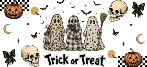 Trick or Treat Ghosts UV DTF Cup Wrap for 16oz Libbey Can KA-18777