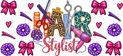 Hair Stylist Leopard Tools UV DTF Cup Wrap for 16oz Libbey Can KA-18782