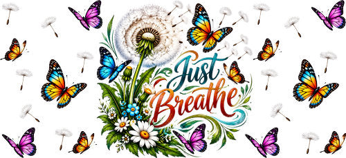 Just Breathe Butterfly Floral UV DTF Cup Wrap for 16oz Libbey Can KA-18787