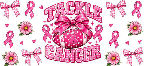 Tackle Cancer Pink Ribbon UV DTF Cup Wrap for 16oz Libbey Can KA-18794