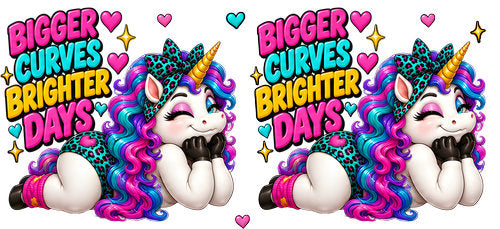 Bigger Curves Brighter Days Unicorn UV DTF Cup Wrap for 16oz Libbey Can KA-18806