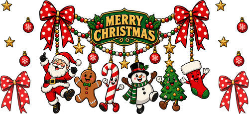 Merry Christmas Santa Friends UV DTF Cup Wrap for 16oz Libbey Can KA-18811