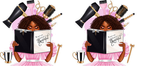 Hair Stylist Book Girl UV DTF Cup Wrap for 16oz Libbey Can KA-18816