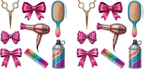 Hair Stylist Tools Leopard Bows UV DTF Cup Wrap for 16oz Libbey Can KA-18825