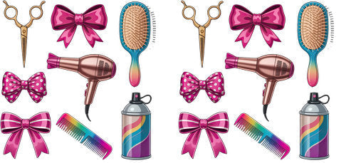 Hair Stylist Tools Leopard Bows UV DTF Cup Wrap for 16oz Libbey Can KA-18825