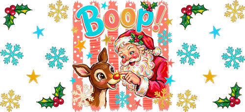 Christmas Santa Boop UV DTF Cup Wrap for 16oz Libbey Can KA-18835