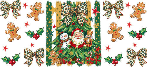 Christmas Santa Gingerbread UV DTF Cup Wrap for 16oz Libbey Can KA-18840