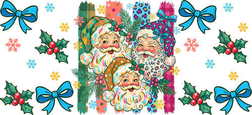 Christmas Santa Family UV DTF Cup Wrap for 16oz Libbey Can KA-18842