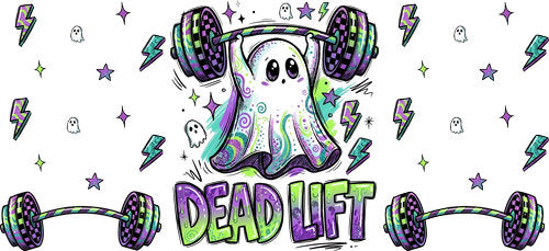 Dead Lift Ghost Gym UV DTF Cup Wrap for 16oz Libbey Can KA-18846