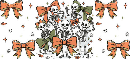 Skeleton Gym Friends UV DTF Cup Wrap for 16oz Libbey Can KA-18852
