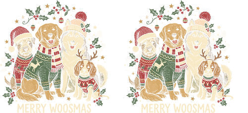 Merry Woofmas Christmas Dogs UV DTF Cup Wrap for 16oz Libbey Can KA-18857