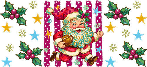 Colorful Christmas Santa UV DTF Cup Wrap for 16oz Libbey Can KA-18863