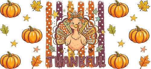 Thankful Turkey Fall UV DTF Cup Wrap for 16oz Libbey Can KA-18869