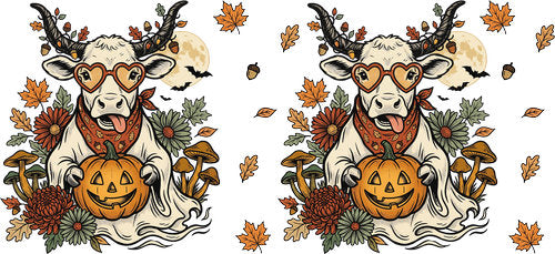 Halloween Highland Cow UV DTF Cup Wrap for 16oz Libbey Can KA-18870