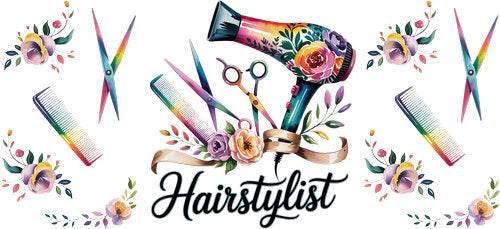 Floral Hair Stylist UV DTF Cup Wrap for 16oz Libbey Can KA-18879