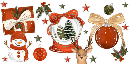 Christmas Snow Globe Reindeer UV DTF Cup Wrap for 16oz Libbey Can KA-18888