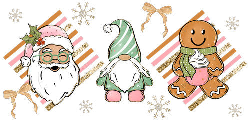 Christmas Santa Gnome Gingerbread UV DTF Cup Wrap for 16oz Libbey Can KA-18889