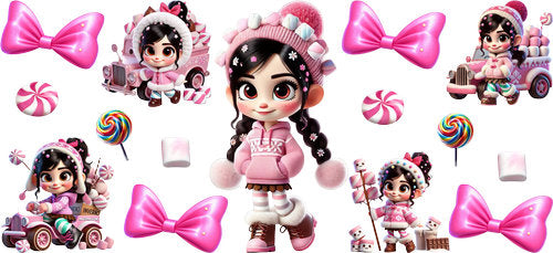 Cute Candy Girl Pink Bow UV DTF Cup Wrap for 16oz Libbey Can KA-18965
