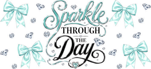 Sparkle Through the Day Aqua Bow UV DTF Cup Wrap for 16oz Libbey Can KA-18980