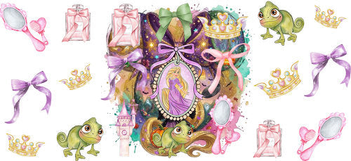 Purple Princess Castle Pattern UV DTF Cup Wrap for 16oz Libbey Can KA-19007