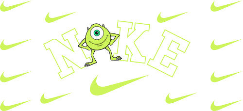 Green One Eye Monster Swoosh Pattern UV DTF Cup Wrap for 16oz Libbey Can KA-19021