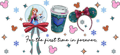 Winter Princess Snow Globe UV DTF Cup Wrap for 16oz Libbey Can KA-19037