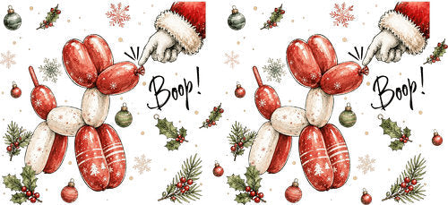 Christmas Balloon Dog Boop UV DTF Cup Wrap for 16oz Libbey Can KA-19039