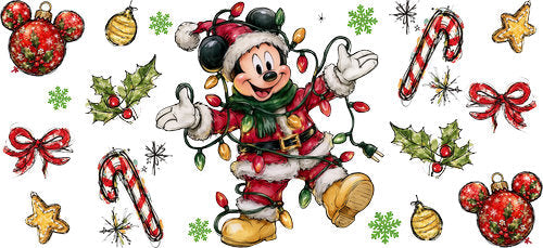 Classic Mouse Christmas Lights UV DTF Cup Wrap for 16oz Libbey Can KA-19052