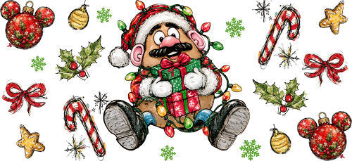 Funny Potato Christmas UV DTF Cup Wrap for 16oz Libbey Can KA-19054