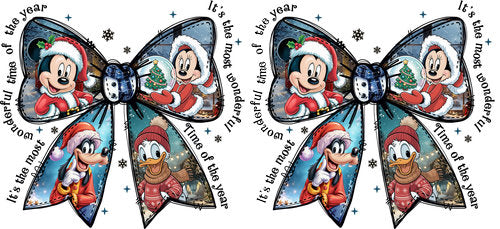 Christmas Character Bow Pattern UV DTF Cup Wrap for 16oz Libbey Can KA-19060