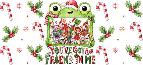 Green Alien Friend Christmas UV DTF Cup Wrap for 16oz Libbey Can KA-19071