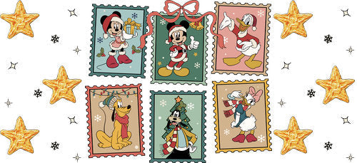 Classic Friends Holiday Stamps UV DTF Cup Wrap for 16oz Libbey Can KA-19074