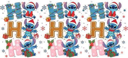 Blue Alien Ho Ho Ho Christmas UV DTF Cup Wrap for 16oz Libbey Can KA-19077