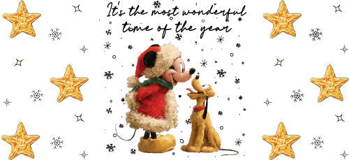 Classic Mouse Yellow Dog Christmas UV DTF Cup Wrap for 16oz Libbey Can KA-19080