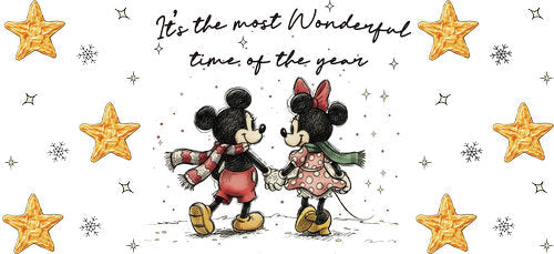 Classic Mouse Couple Christmas UV DTF Cup Wrap for 16oz Libbey Can KA-19081