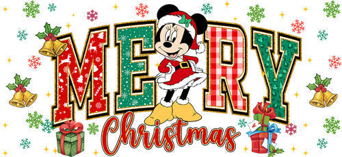 Classic Mouse Merry Christmas UV DTF Cup Wrap for 16oz Libbey Can KA-19098