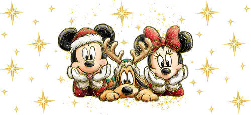 Classic Mouse Family Christmas UV DTF Cup Wrap for 16oz Libbey Can KA-19111