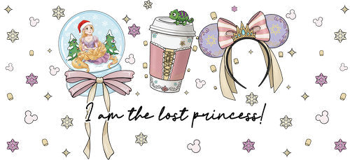 Lost Princess Christmas Snow Globe UV DTF Cup Wrap for 16oz Libbey Can KA-19112