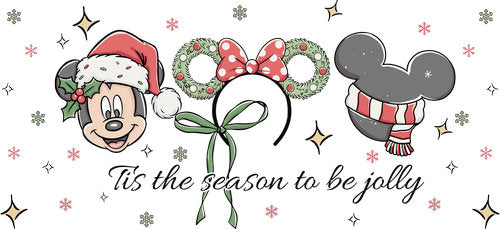 Holiday Mouse Ears Bow UV DTF Cup Wrap for 16oz Libbey Can KA-19115