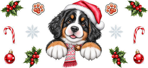 Bernese Mountain Dog Christmas UV DTF Cup Wrap for 16oz Libbey Can KA-19166