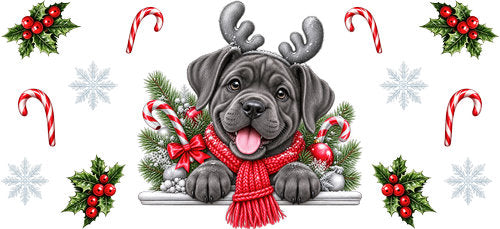 French Bulldog Christmas UV DTF Cup Wrap for 16oz Libbey Can KA-19173